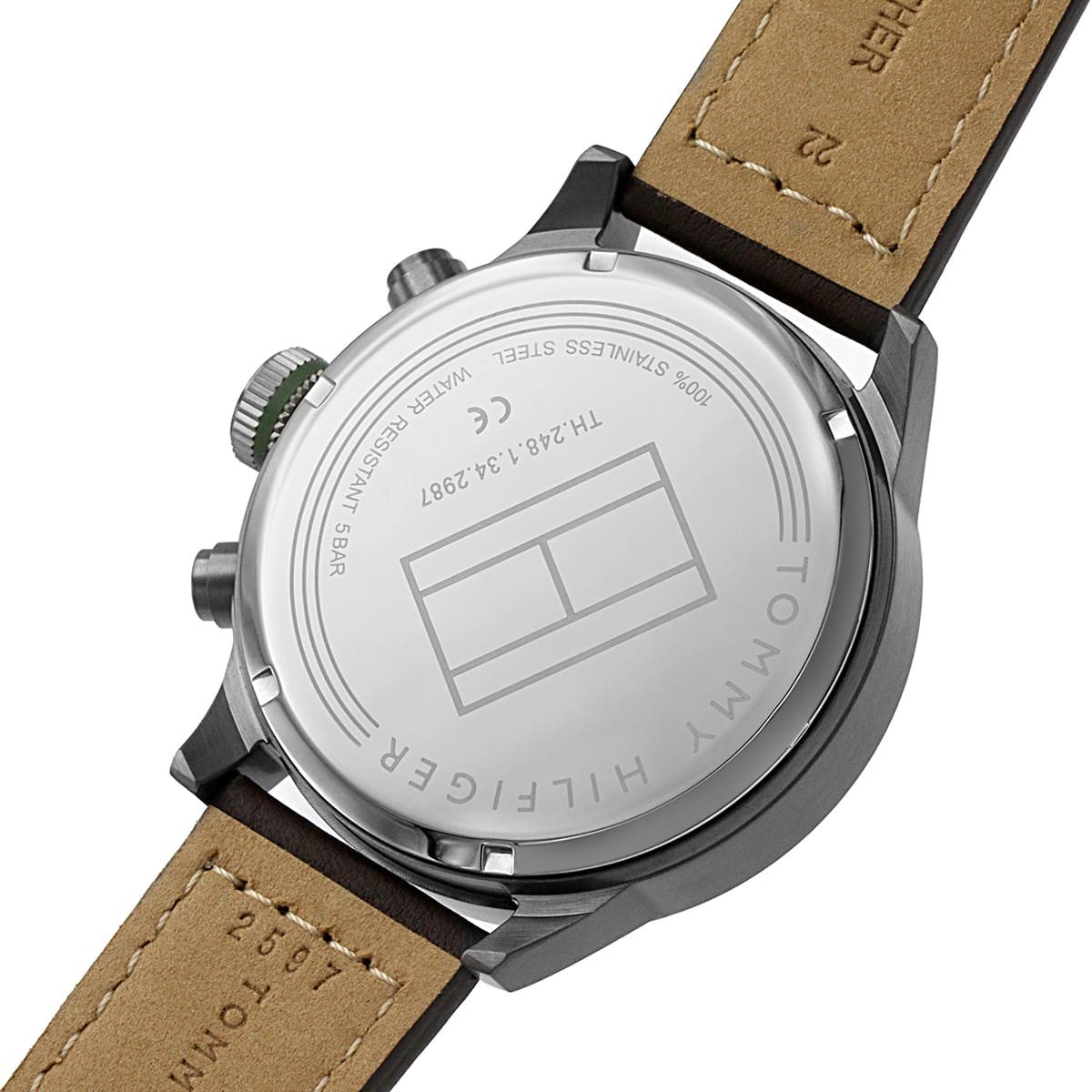 Tommy Hilfiger Quartz Leather Strap Green Dial 46mm Men's Watch 1791809