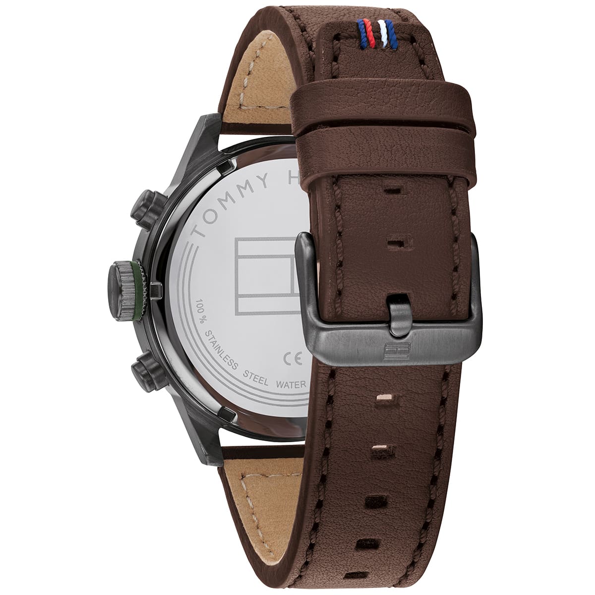 Tommy Hilfiger Quartz Leather Strap Green Dial 46mm Men's Watch 1791809
