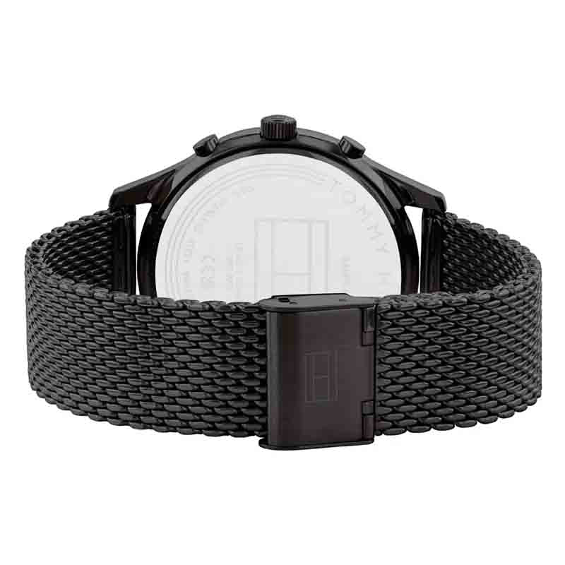 Tommy Hilfiger Weston 1710505 caseback view showing black stainless steel back with branding