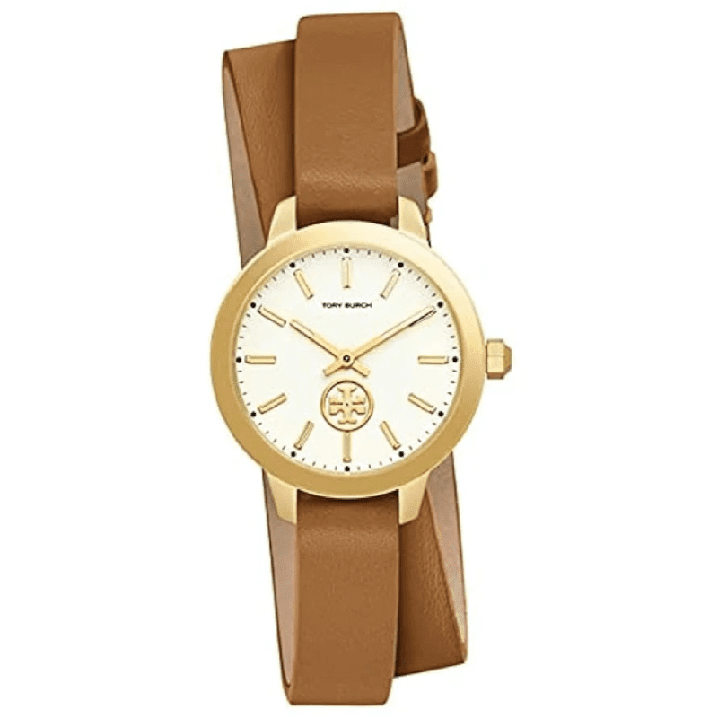 Tory Burch Collins Quartz White Dial Brown Leather Strap Watch for Women TBW1304