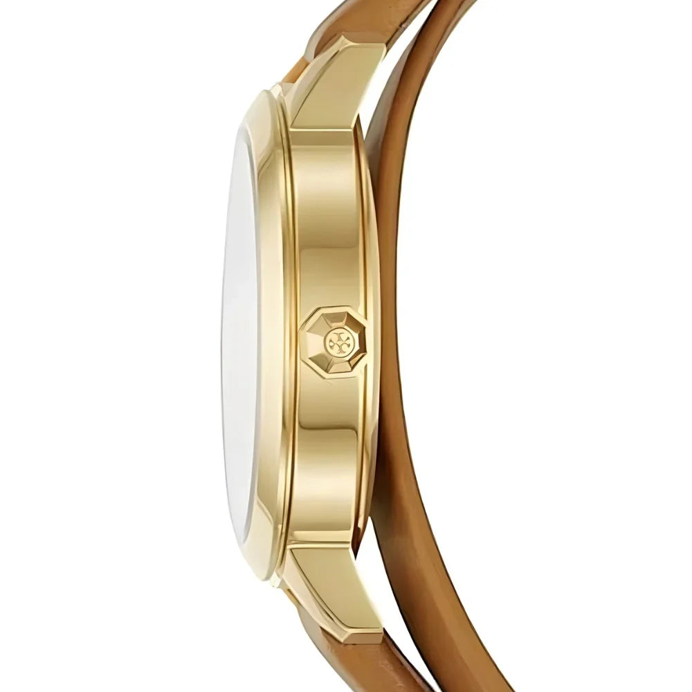 Tory Burch Collins Quartz White Dial Brown Leather Strap Watch for Women TBW1304