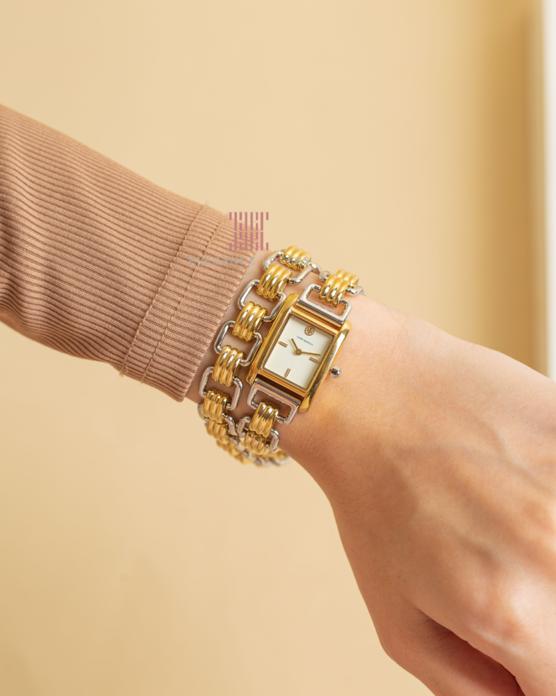 Tory Burch The Eleanor Cream Dial Double Wrap Bracelet Women's Watch TBW1074