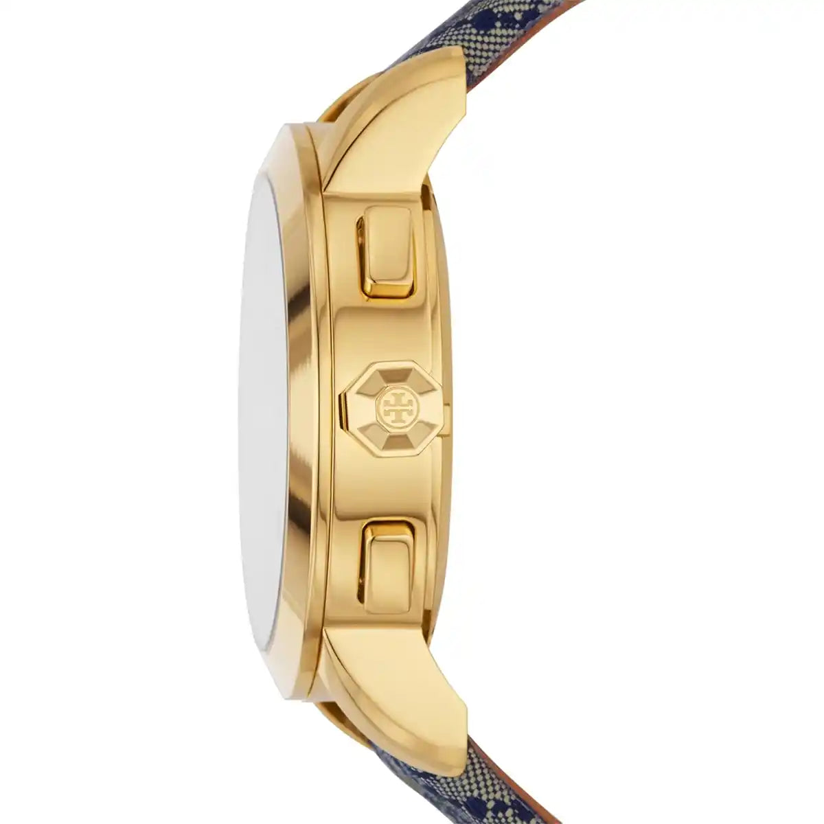Tory Burch Chronograph Blue Fabric & Luggage Leather Strap 37mm Watch TBW1035