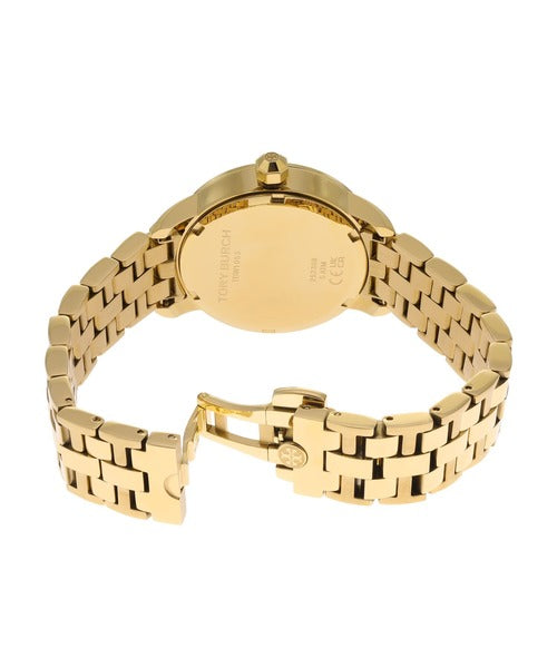 Tory Burch Beige Pattern Dial Gold Stainless Steel Strap TBW1053