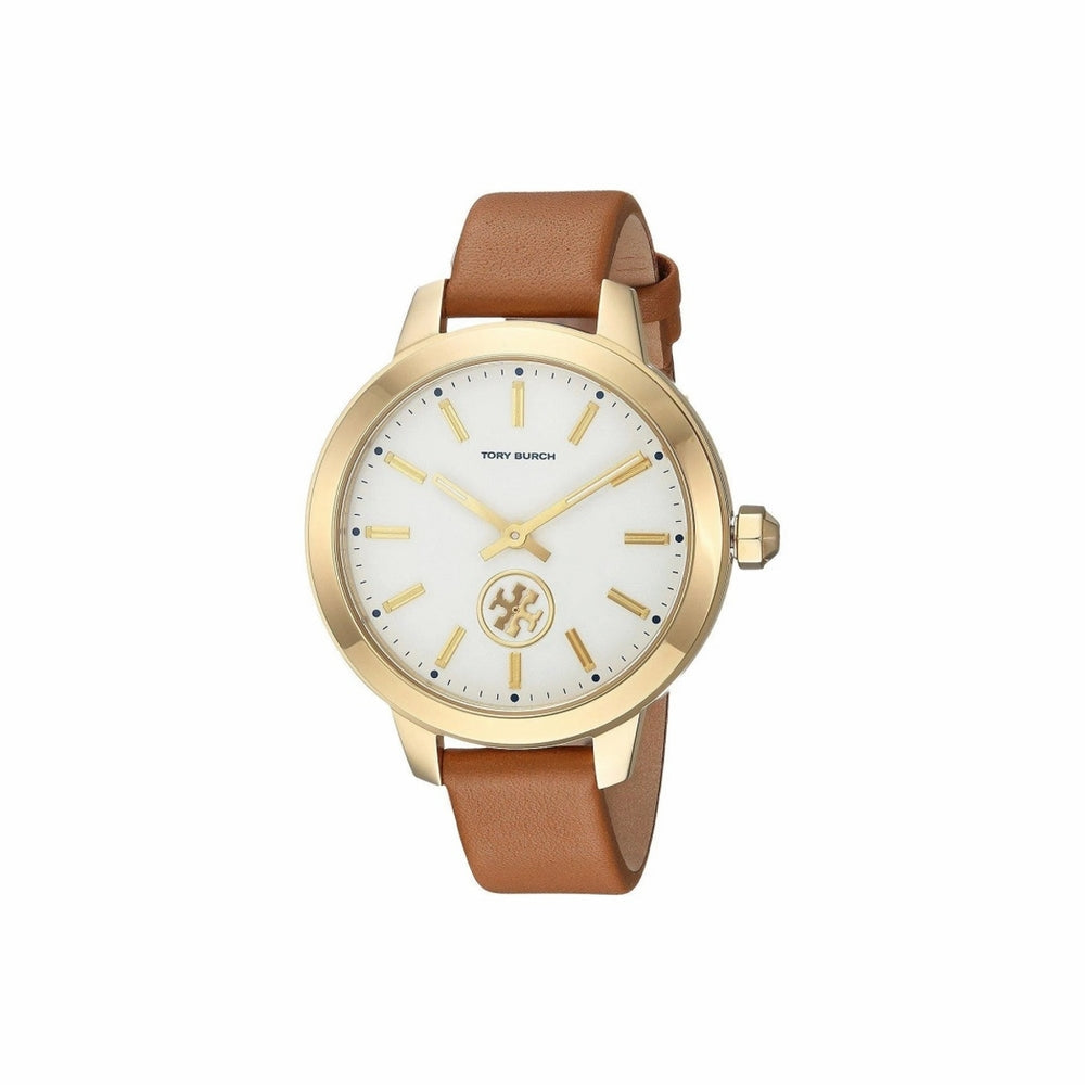 Tory Burch Collins Quartz Ivory Dial Brown Leather Ladies Watch TBW1202