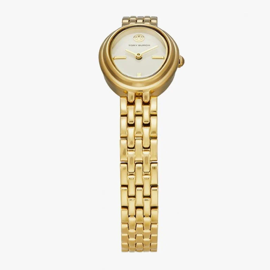 Tory Burch Oval 22mm watch displayed showing full dial and bracelet detail