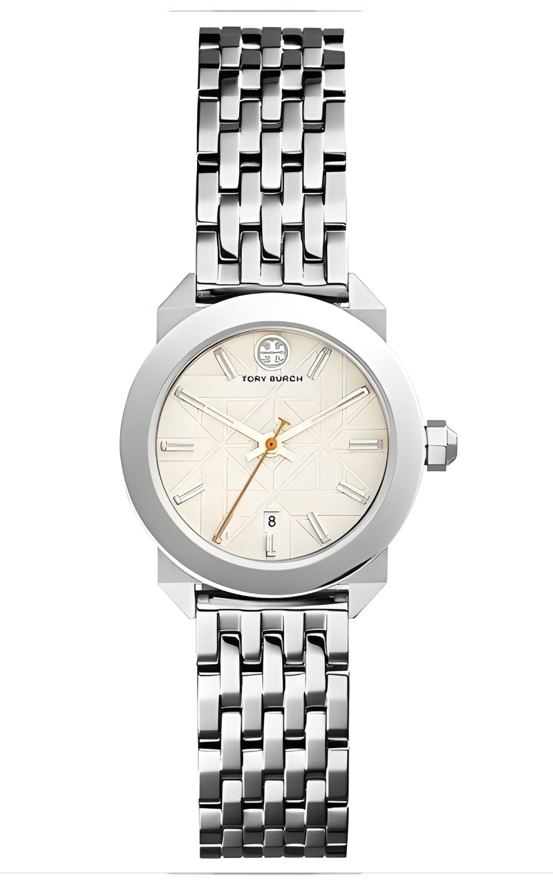 Tory Burch Whitney stainless steel women's watch with cream dial and silver bracelet