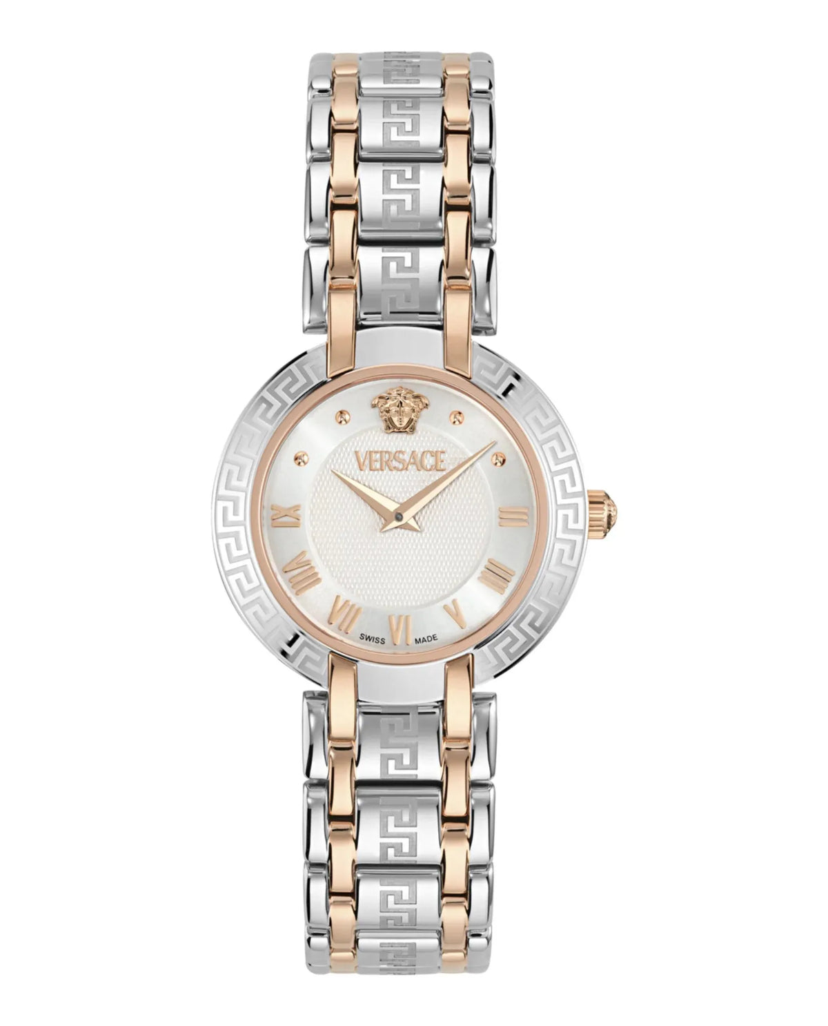 Versace Antlia white dial women's watch with rose gold and silver two-tone bracelet