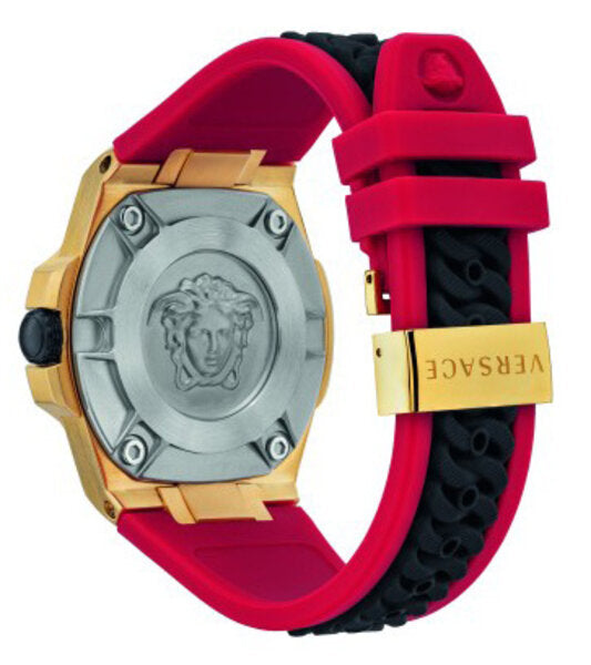 Versace Chain Reaction Quartz Black Dial Red & Black Rubber Strap Watch for Men - VEDY00319