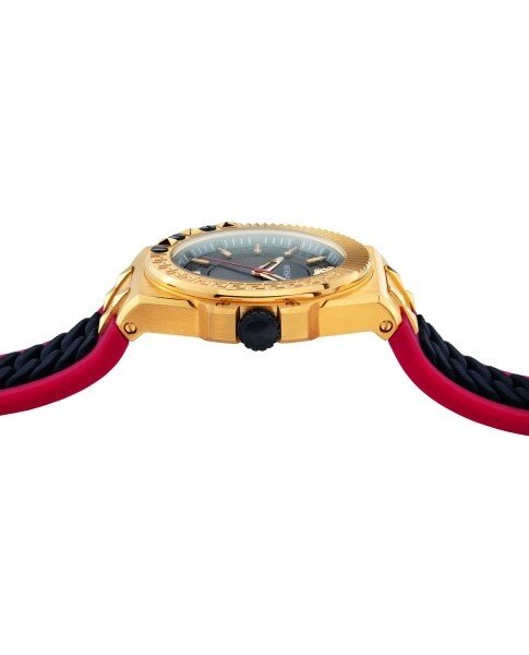 Versace Chain Reaction Quartz Black Dial Red & Black Rubber Strap Watch for Men - VEDY00319