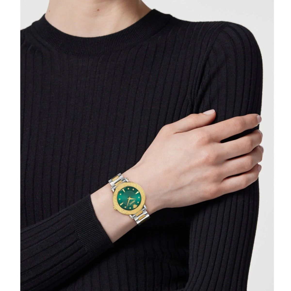 Versace Daphnis Green Dial Two-Tone Stainless Steel Women's Watch VEOCA0424