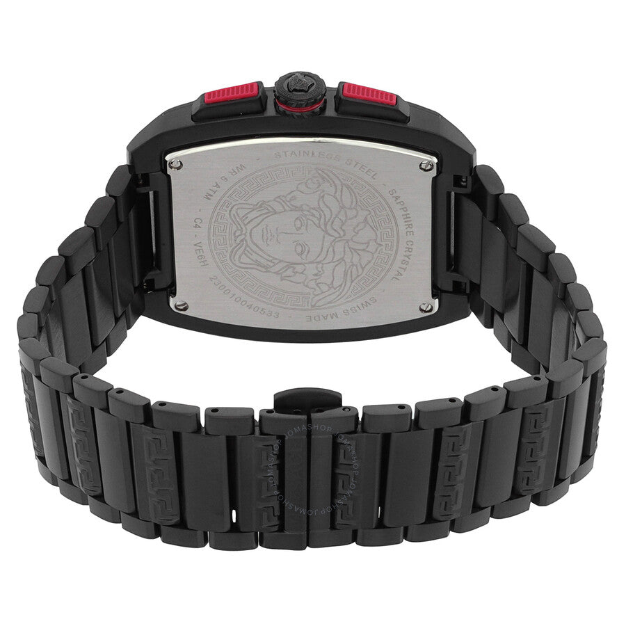 Versace Dominus caseback with engraved Medusa logo and text on stainless steel