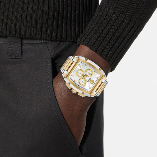Versace Dominus Chronograph Two Tone Stainless Steel Silver Dial Men’s Watch VE6H01025