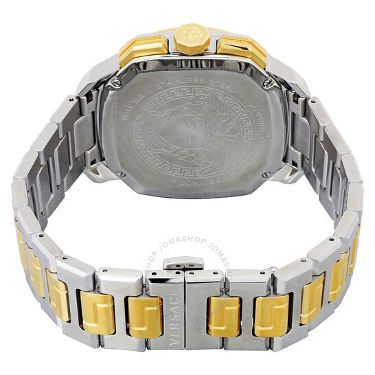 Versace Dylos Chronograph Black Dial Two Tone Steel Strap Men Watch - VQC100016