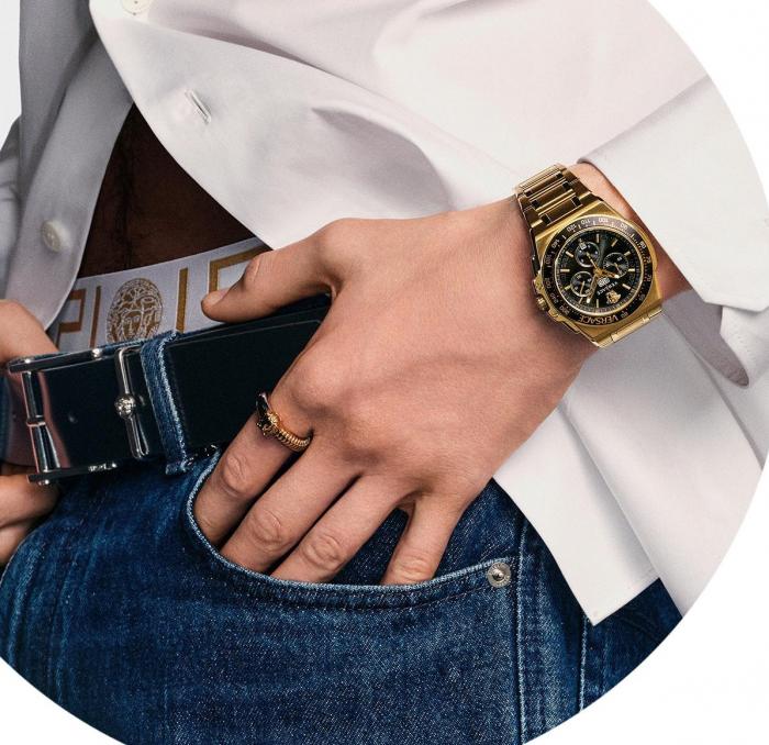 Versace Greca Extreme Chronograph Stainless Steel Black Dial Men’s Watch VE7H00623