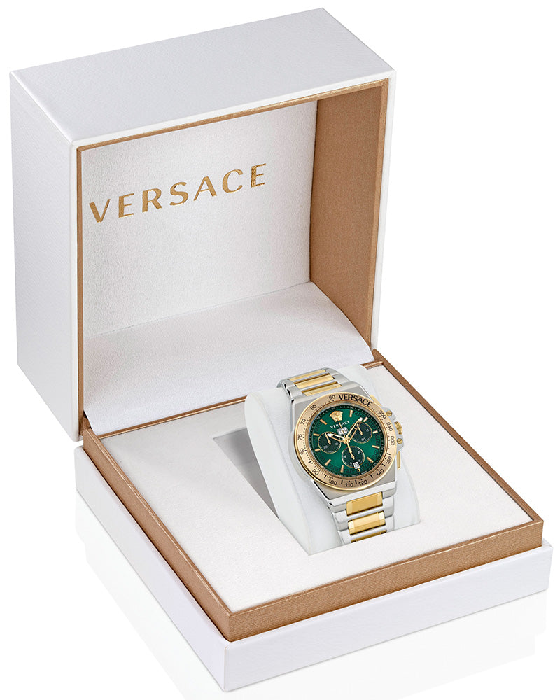 Versace Greca Extreme watch in white presentation box with gold Versace branding