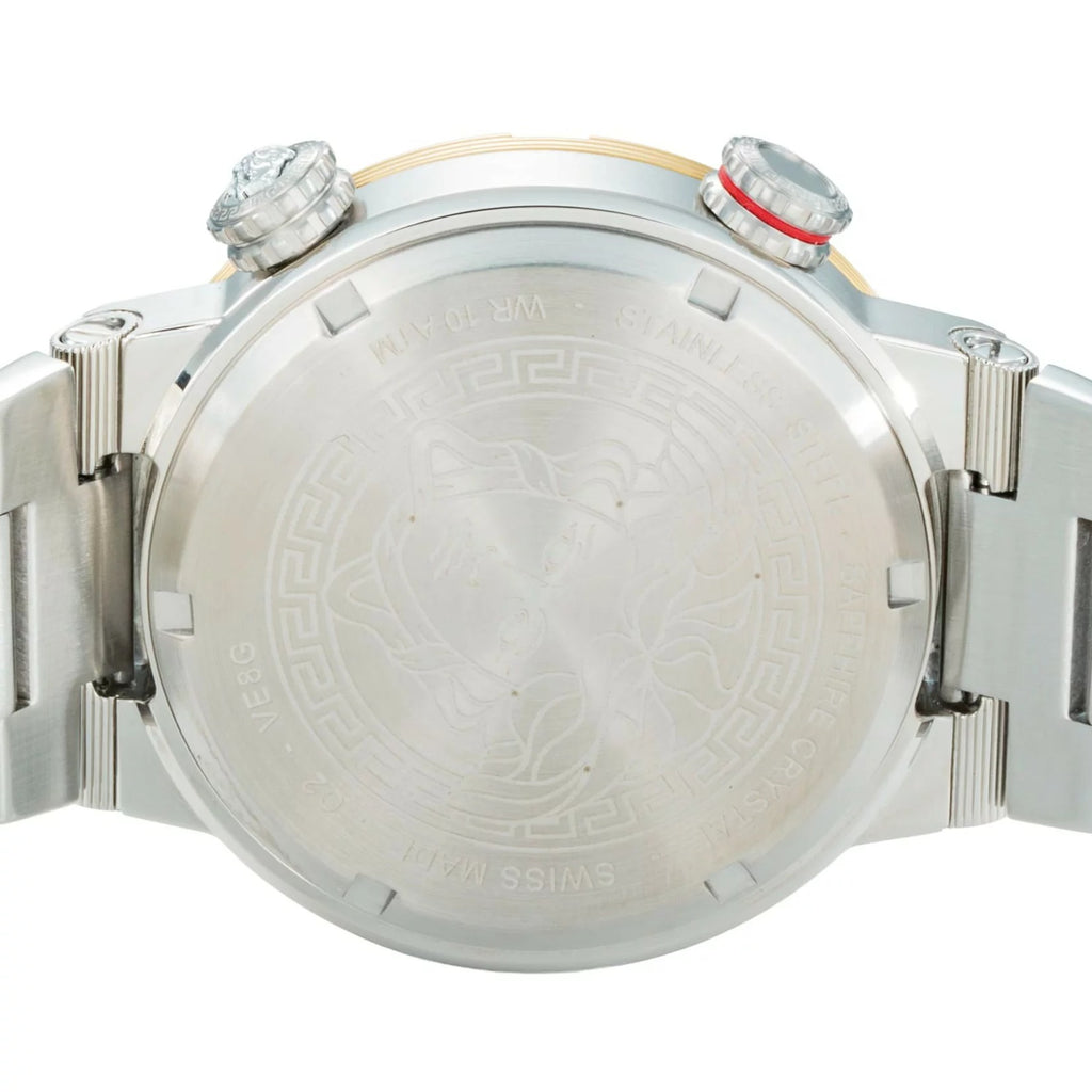 Versace Greca Logo Diver Green Dial Two-Tone Swiss Chronograph Watch - VE8G00524