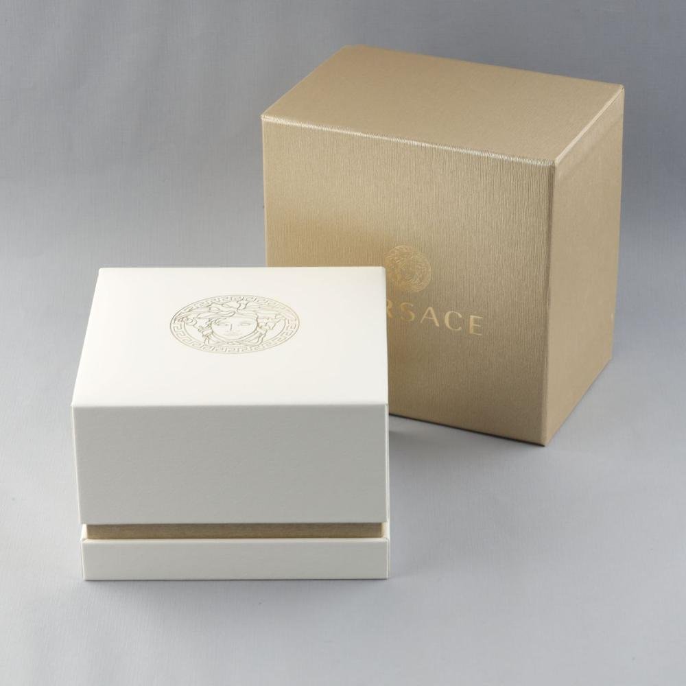 Versace Greca Logo Moonphase watch box set with white and gold packaging