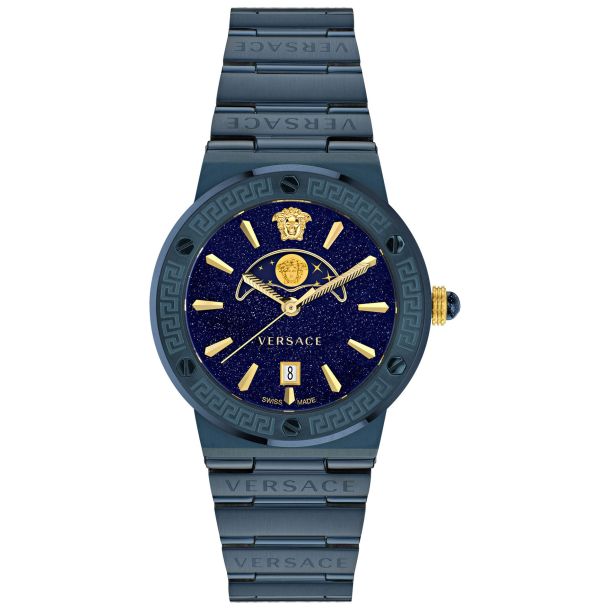 Versace Greca Logo Moonphase Dark Blue Analog Watch VE7G00423
