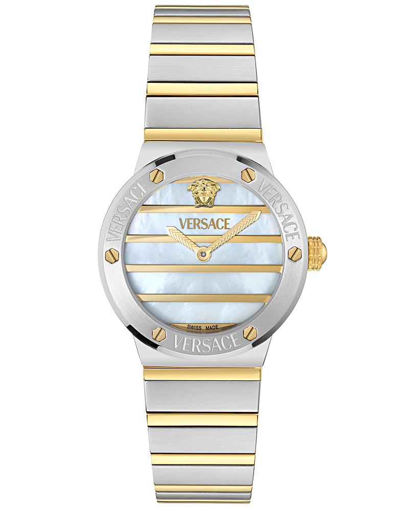 Versace Greca Logo Pearl Mother of Pearl Dial Stainless Steel Bracelet Women’s Watch VE0S00325