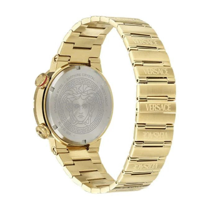 Versace Greca Logo watch caseback showing Versace Medusa head and engraved text