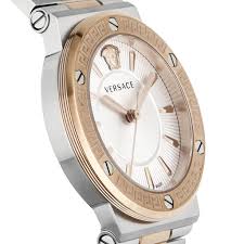 Versace Greca Logo Stainless Steel Two Tone Silver Dial Ladies Watch VEVH01020