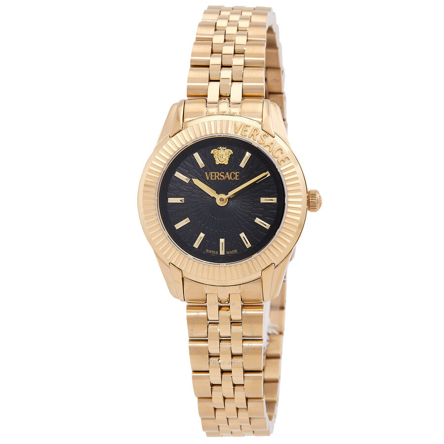 Versace Greca Time Lady gold-tone watch with black dial and bracelet