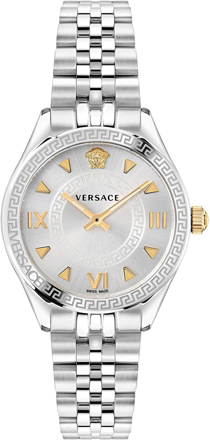 Versace Hellenyium ladies quartz watch with silver dial and stainless steel bracelet