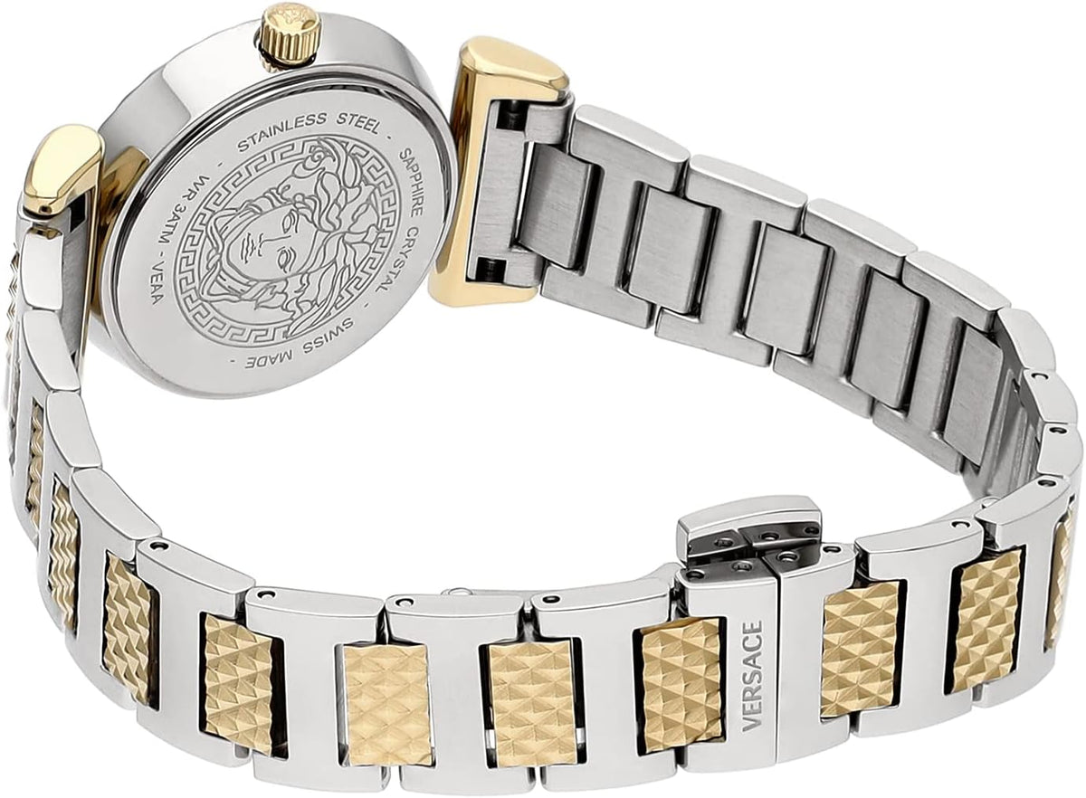 Versace Mini Vanity Two Tone Stainless Steel White Dial Quartz Women’s Watch VEAA01520