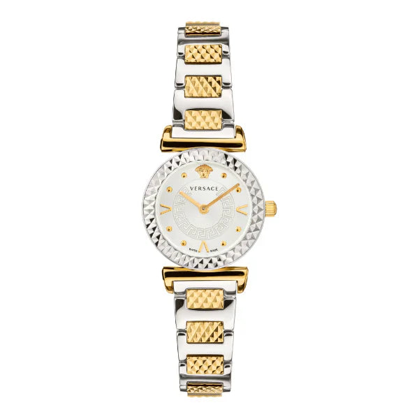 Versace Mini Vanity Two Tone Stainless Steel White Dial Quartz Women’s Watch VEAA01520