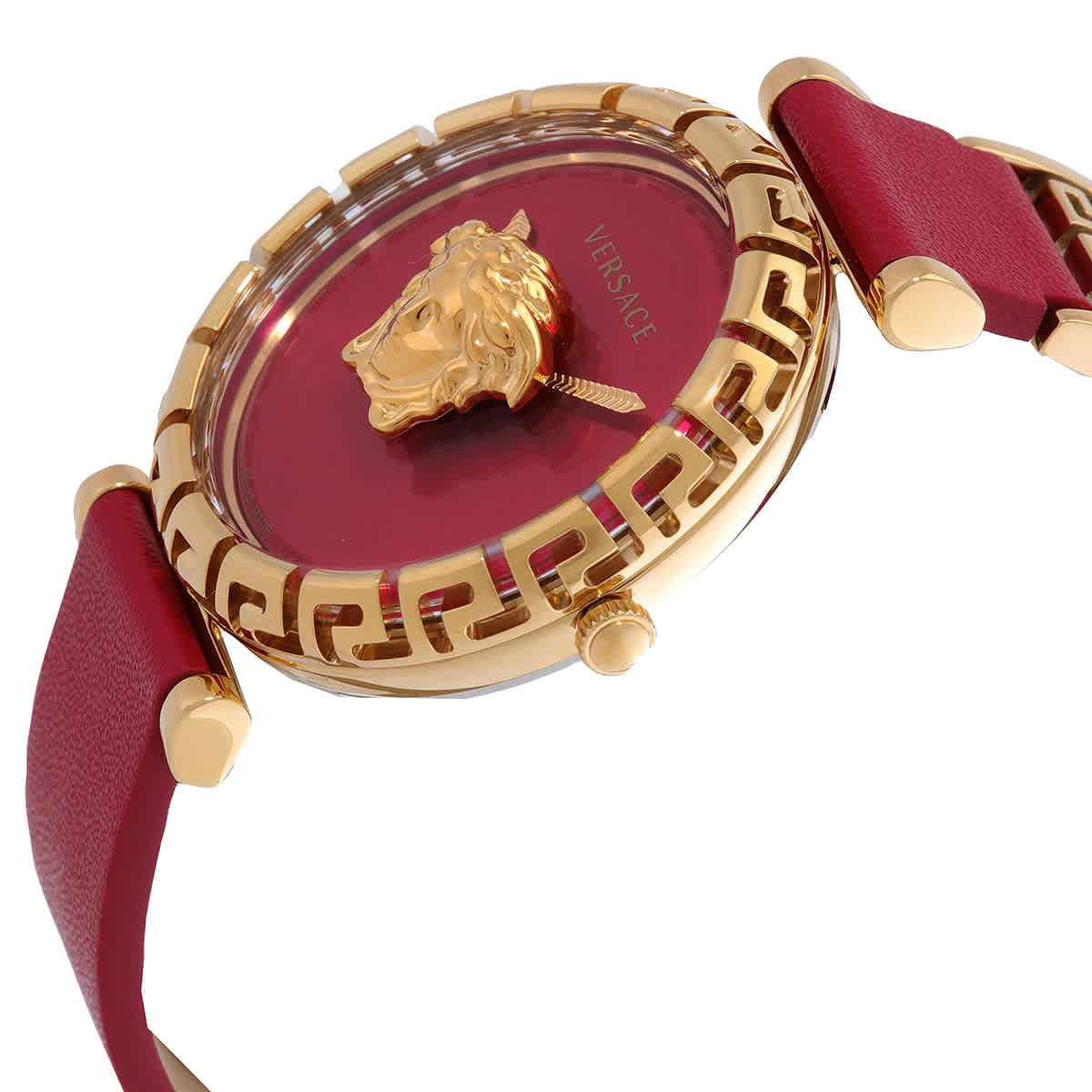 Versace Palazzo Empire Greca Red Dial Red Leather Strap Watch for Women - VEDV00319