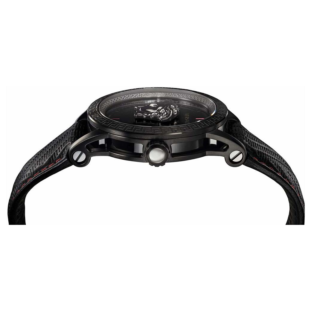 Versace Palazzo Empire Black Leather Black Steel 43mm Men's Watch - VERD00218