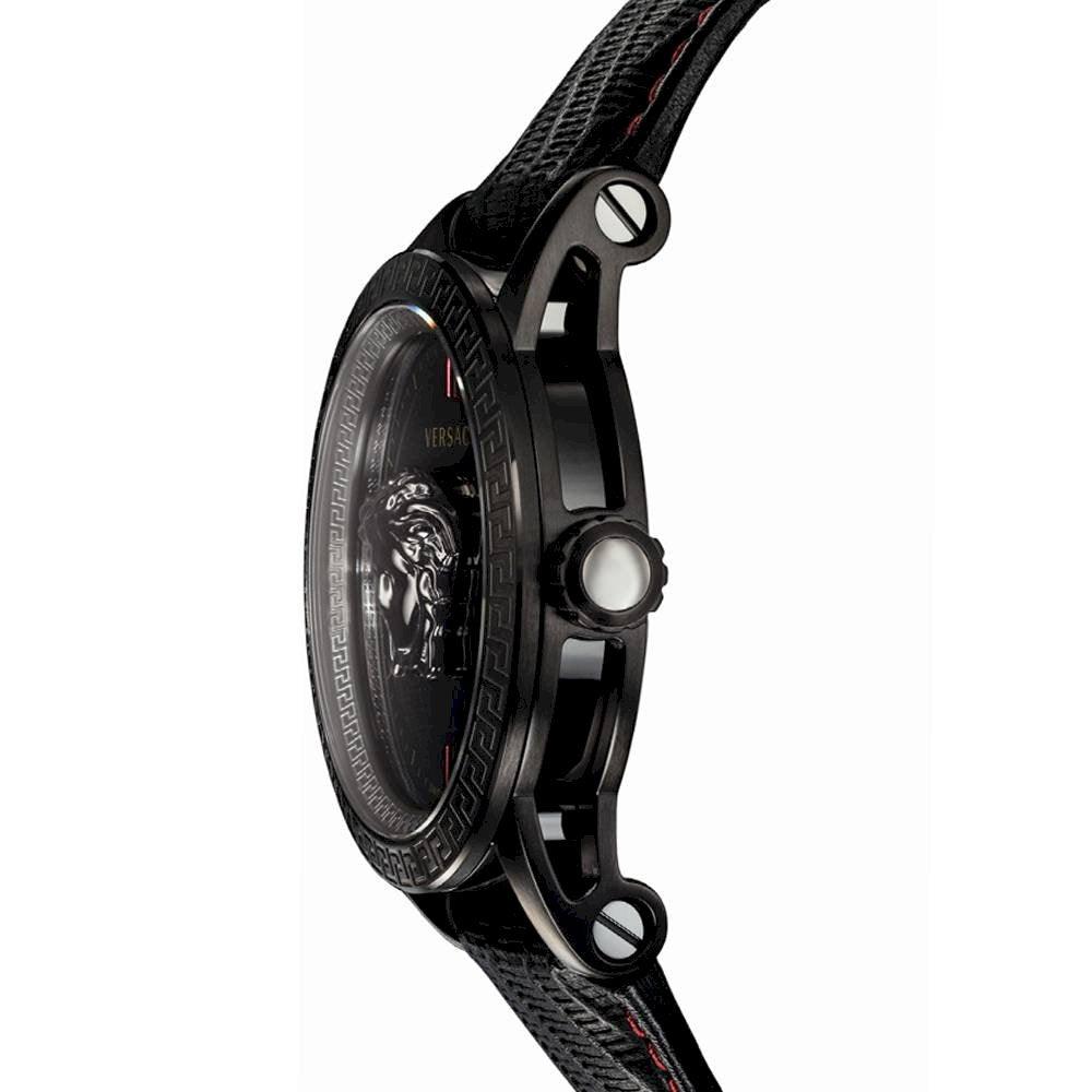 Versace Palazzo Empire Black Leather Black Steel 43mm Men's Watch - VERD00218