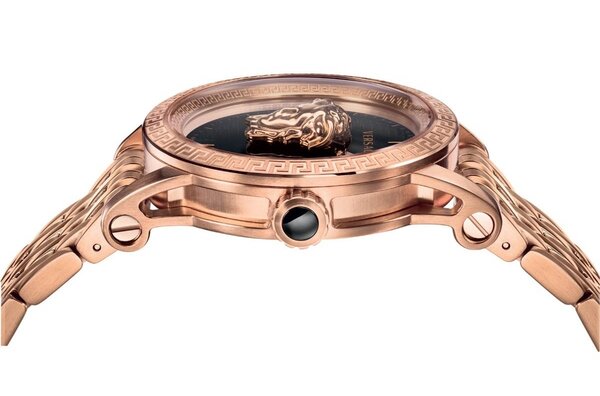Side angle of rose gold Palazzo Empire watch showing bezel and case profile