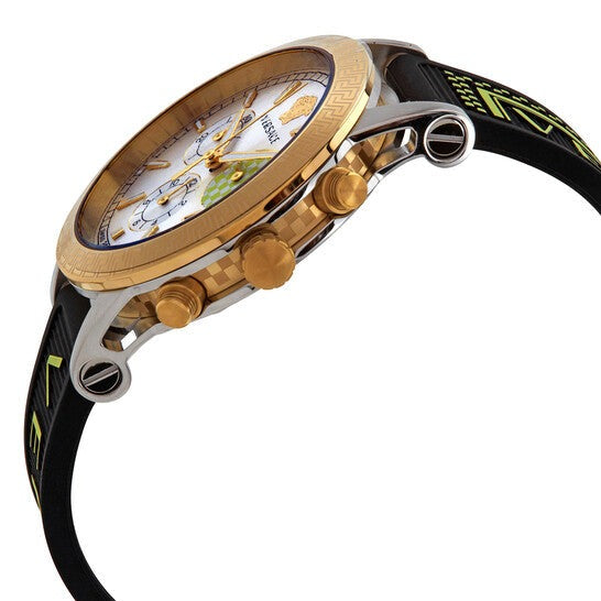 Versace Sports Tech Chronograph Silver Dial Black Rubber Strap Women Watch - VELT00519