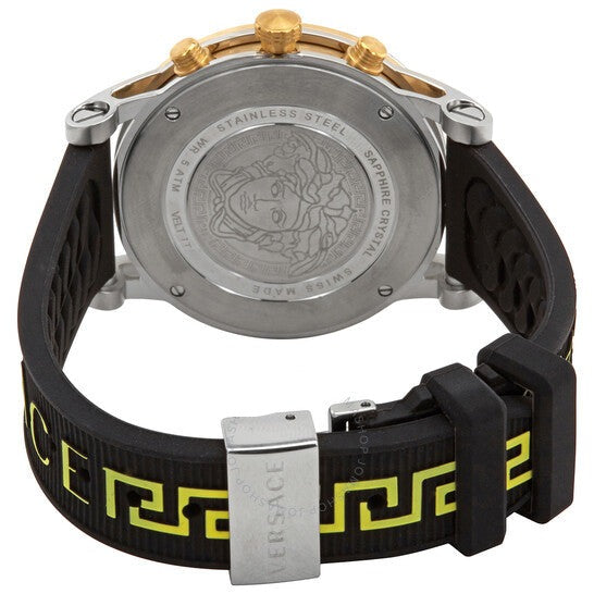 Versace Sports Tech Chronograph Silver Dial Black Rubber Strap Women Watch - VELT00519