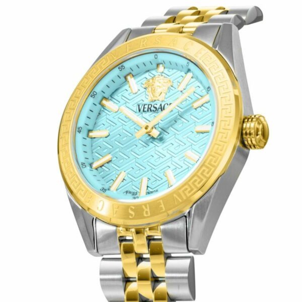 Versace Timeless V Code Blue Round Dial Quartz Analog Women Watch - VE8I00524
