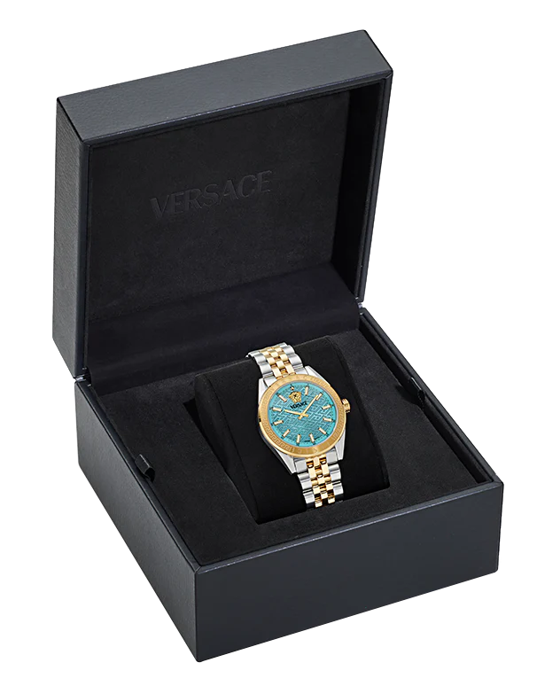 Versace Timeless V Code Blue Round Dial Quartz Analog Women Watch - VE8I00524