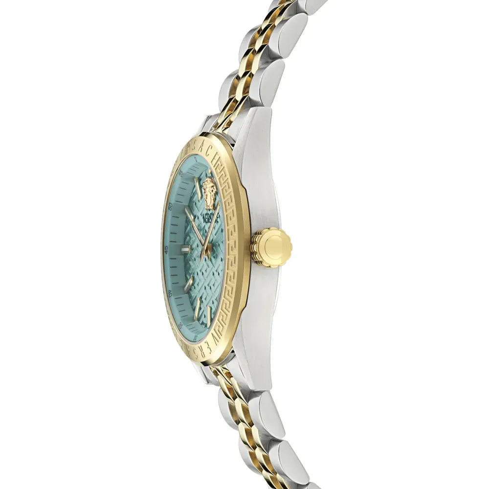 Versace Timeless V Code Blue Round Dial Quartz Analog Women Watch - VE8I00524