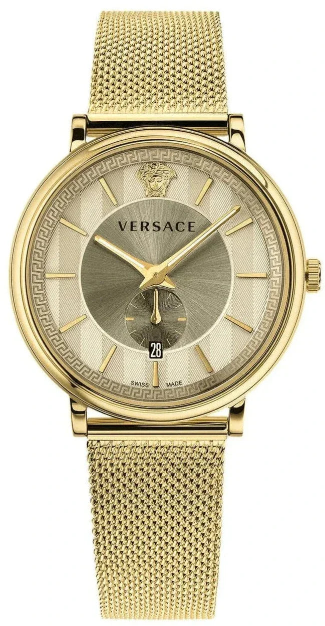 Versace Urban Gent Chrono yellow gold men's watch with cream dial and mesh strap