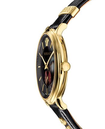 Side profile of Versace V-Circle watch showing case depth and strap attachment