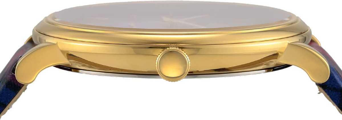 Versace V-Circle watch side view showing gold-tone case and crown