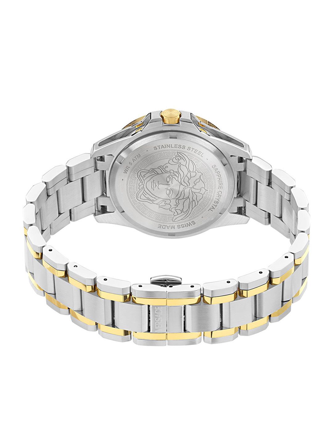 Versace V-Galaxy Moonphase Two Tone Stainless Steel White Dial Men’s Watch VE0K00225