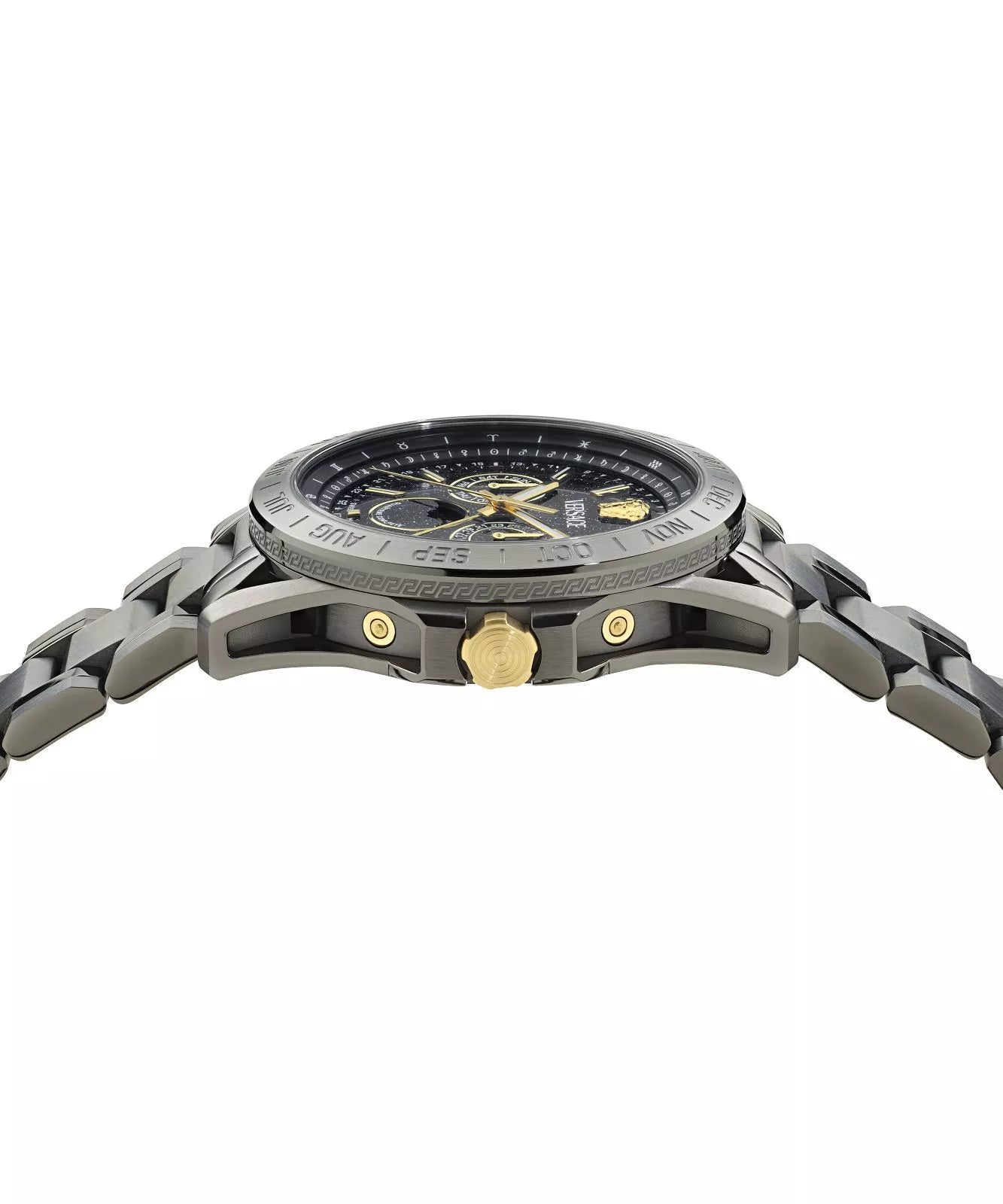 Versace V-Galaxy Moonphase Black Stainless Steel Black Dial Men’s Watch VE0K00525