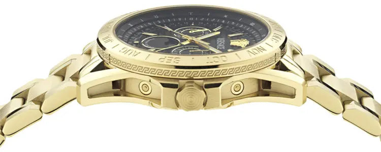 Versace V-Galaxy Moonphase Gold Steel Black Dial Bracelet Men’s Watch VE0K00425