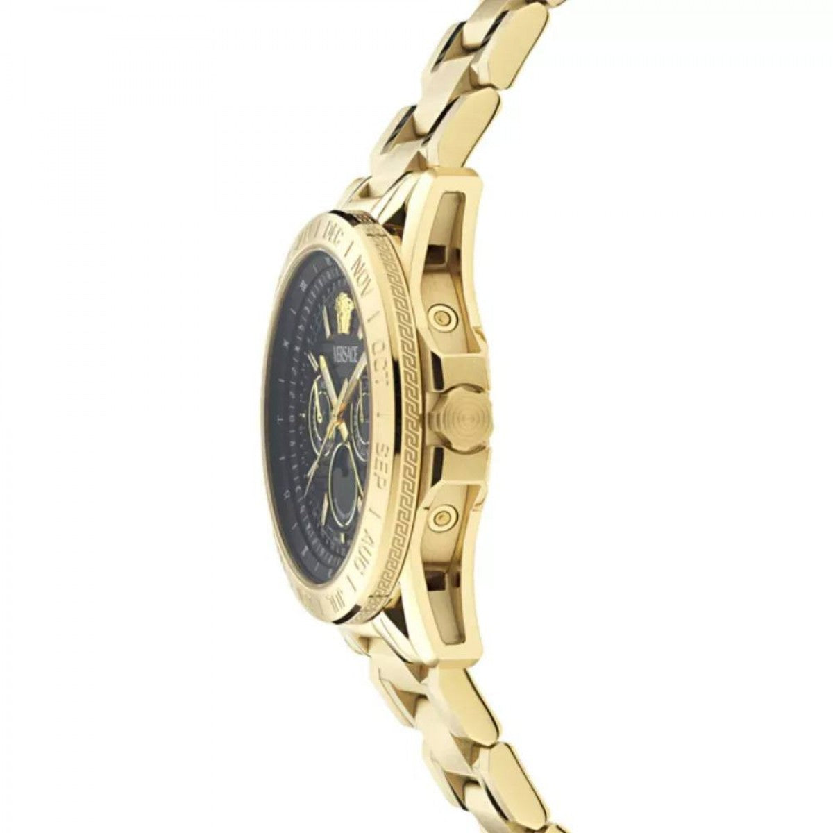 Versace V-Galaxy Moonphase Gold Steel Black Dial Bracelet Men’s Watch VE0K00425