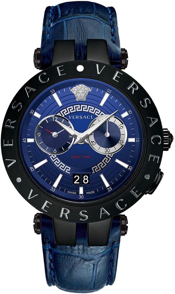 Versace V-Race Chronograph Quartz Blue Dial Mens Watch - VEBV00419