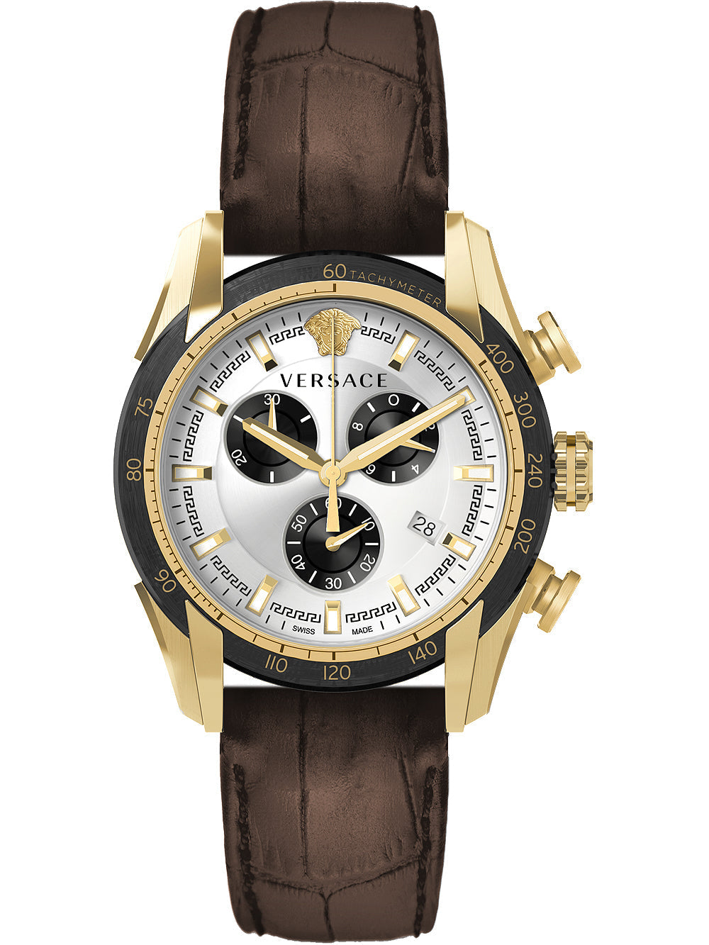 Versace V-Ray Brown Leather Strap Men's Watch VE2I00221