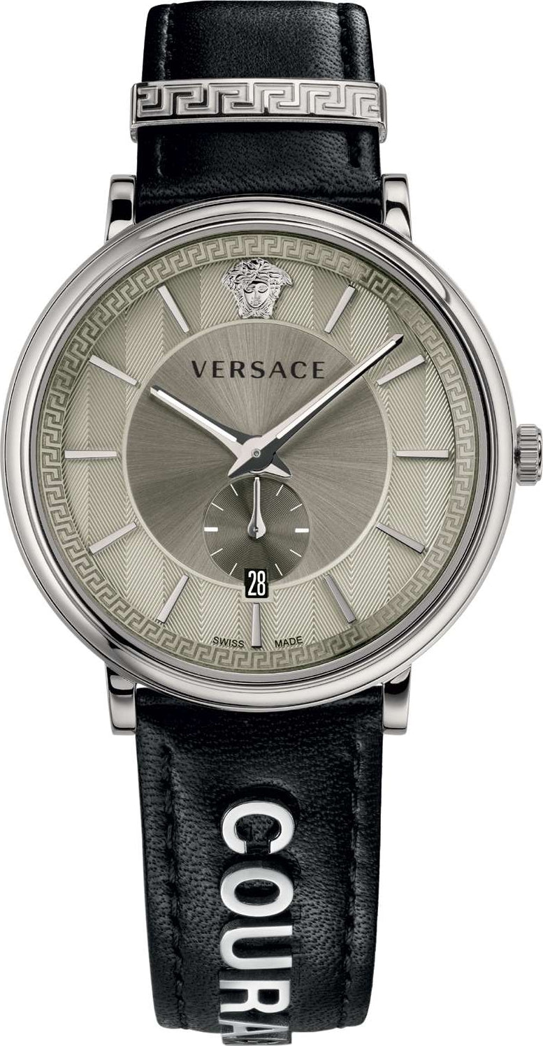 Versace Quartz Stainless Steel and Black Leather Casual Men's Watch - VBQ080017