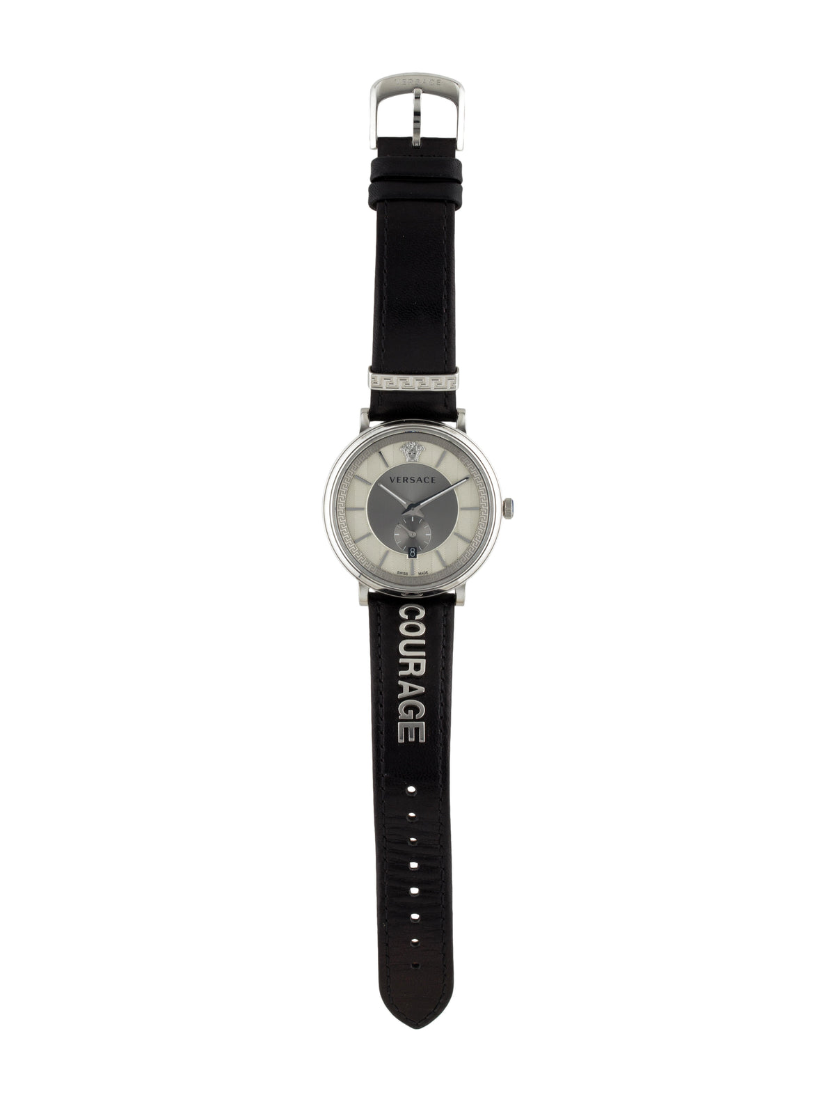 Versace Quartz Stainless Steel and Black Leather Casual Men's Watch - VBQ080017